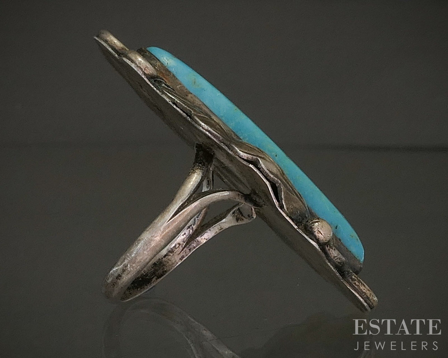 Vintage Sterling Natural Turquoise Navajo Charlie Favour Ladies Ring 9.7g p29120