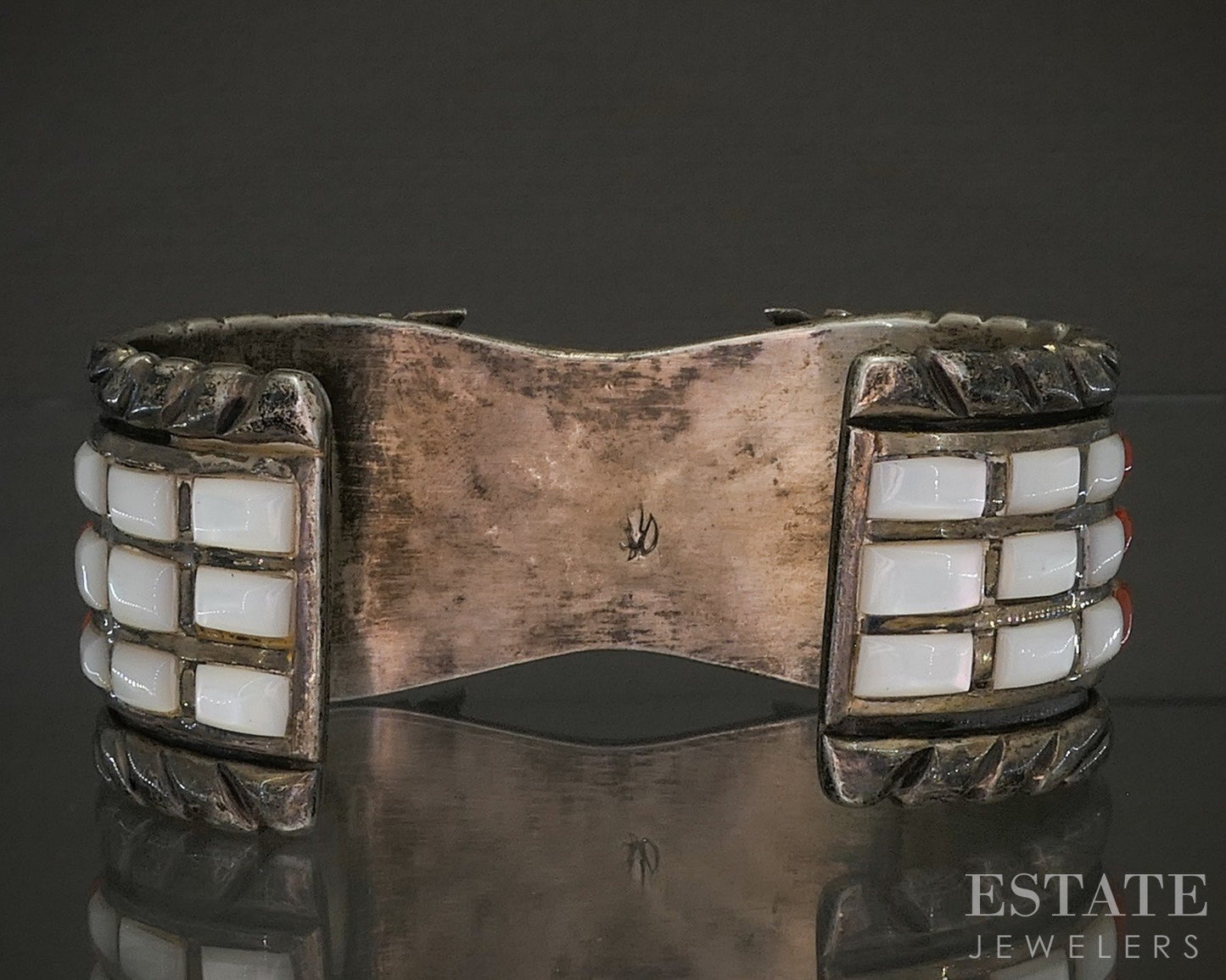 Vintage Sterling Multi Gem Cobble Set Navajo Signed Mens Watch Cuff 102g p29135