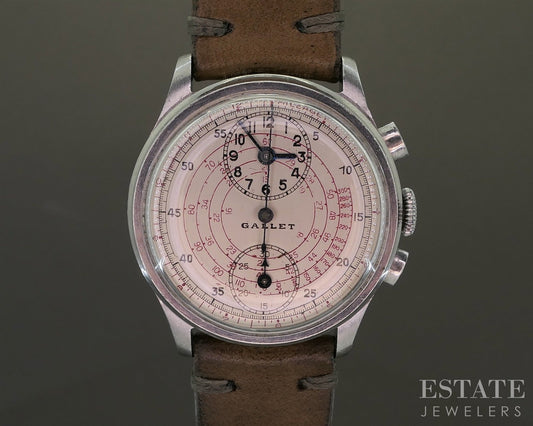 Vintage 1940s Gallet Regulator Chronograph Venus 140 Watch p26353