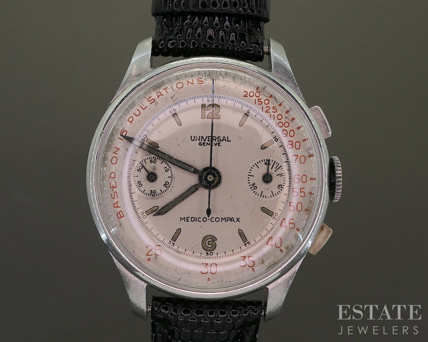 Vintage 1940s Universal Geneve Medico-Compax Chronograph Doctors Watch p26038