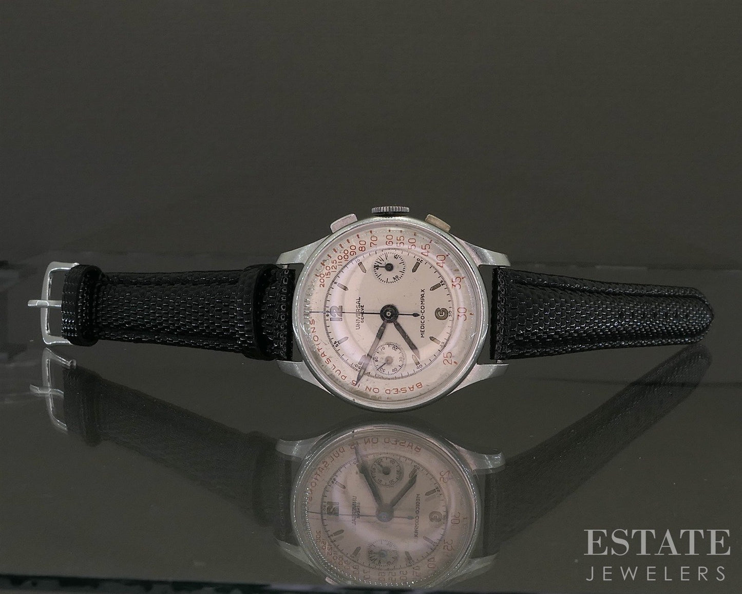 Vintage 1940s Universal Geneve Medico-Compax Chronograph Doctors Watch p26038