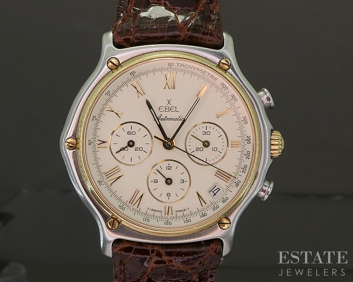 Ebel 1911 Zenith El Primero Automatic 18k Stainless Two Tone Mens Watch p27344