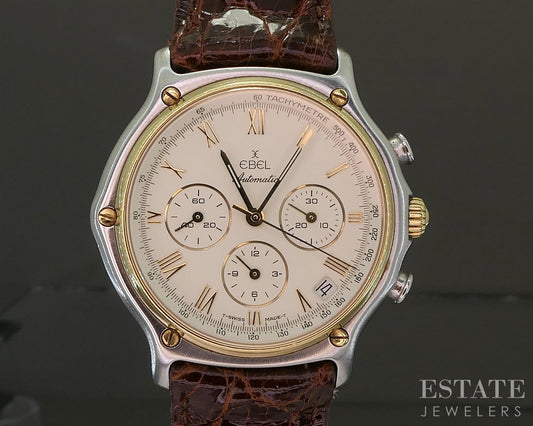 Ebel 1911 Zenith El Primero Automatic 18k Stainless Two Tone Mens Watch p27344