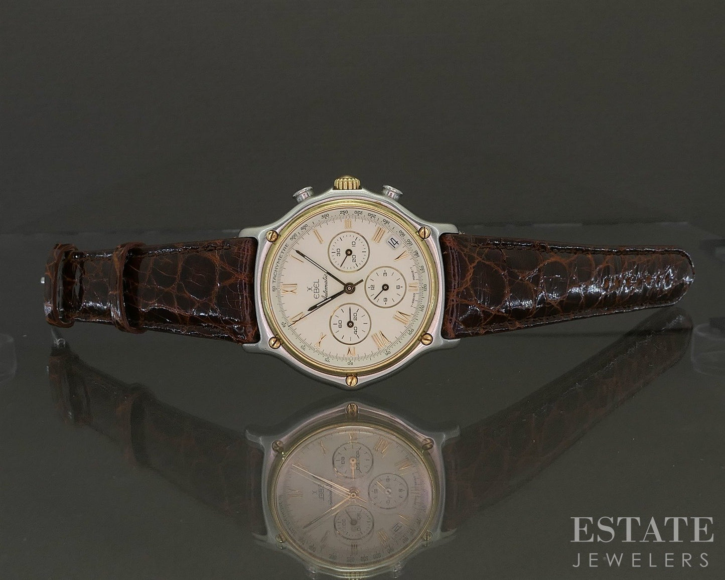 Ebel 1911 Zenith El Primero Automatic 18k Stainless Two Tone Mens Watch p27344