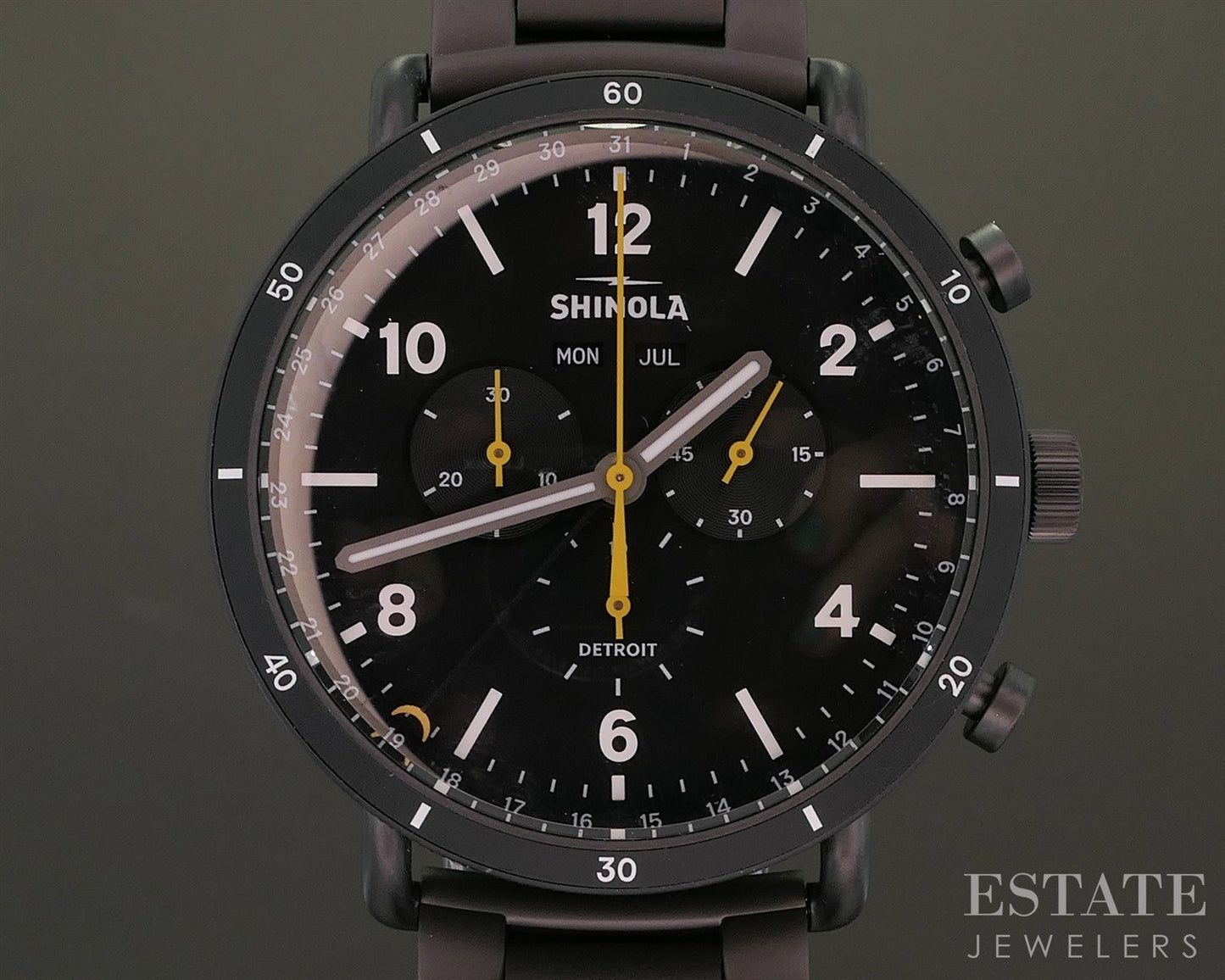 Shinola Canfield Sport Chronograph Black 45mm Stainless Steel Mens Watch p26868