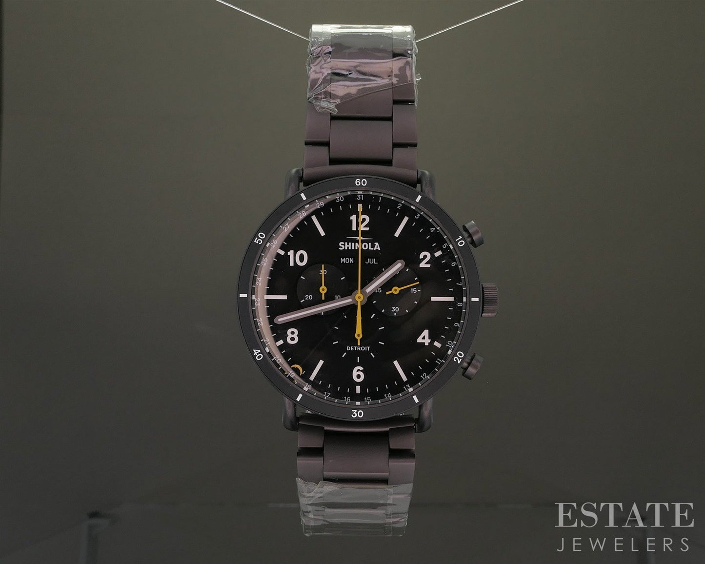 Shinola Canfield Sport Chronograph Black 45mm Stainless Steel Mens Watch p26868