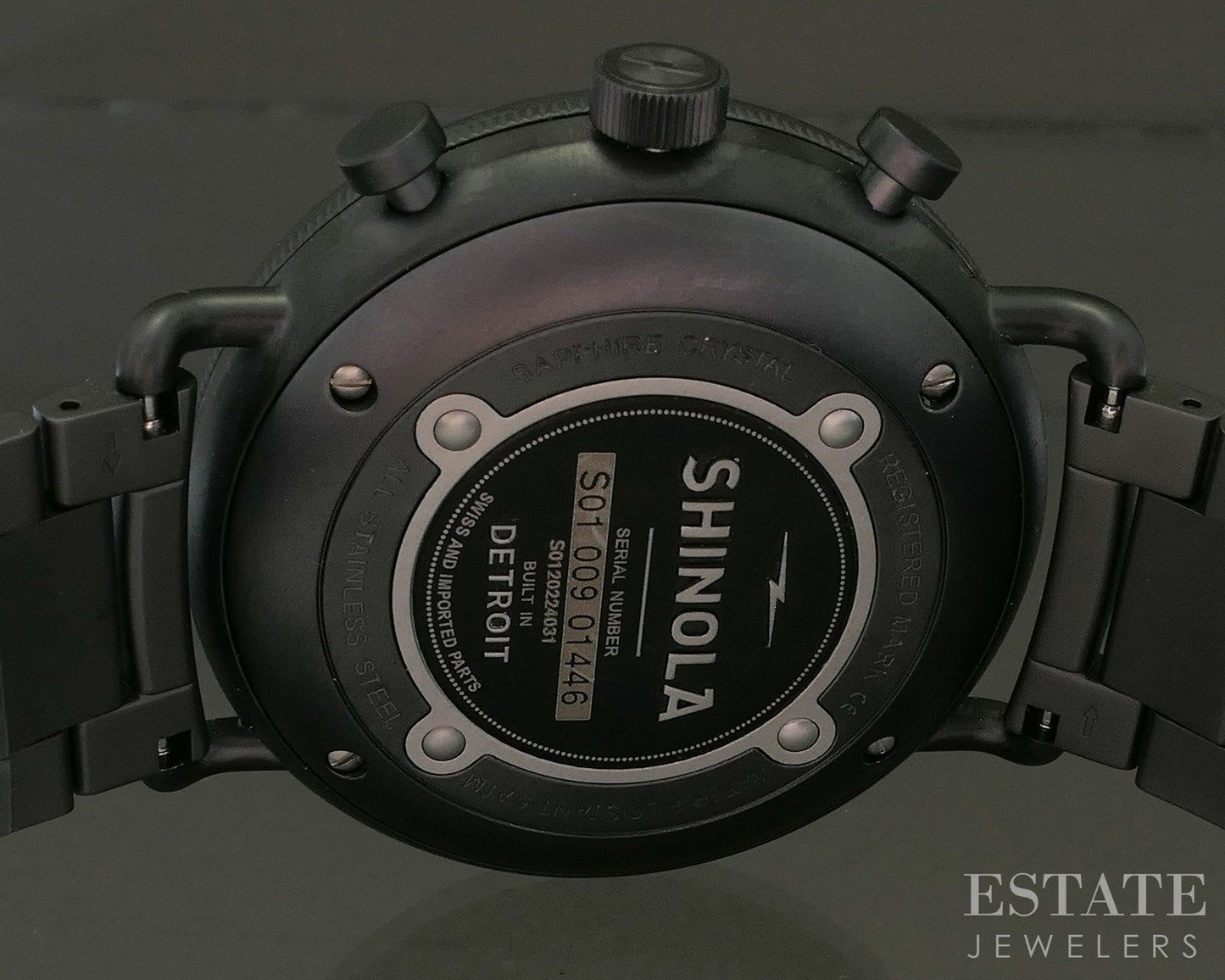 Shinola Canfield Sport Chronograph Black 45mm Stainless Steel Mens Watch p26868