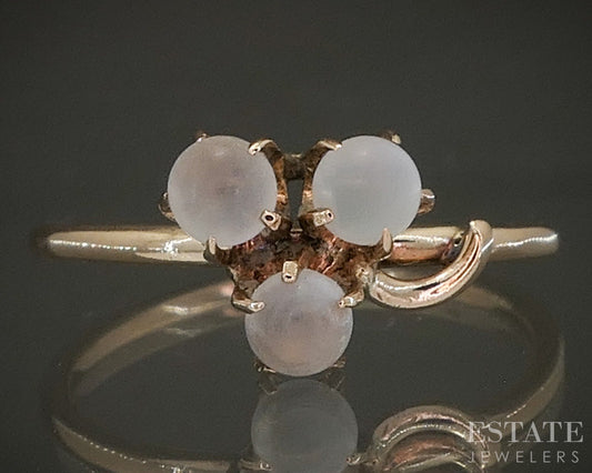 Antique Victorian 14k Yellow Gold Natural Moonstone Clover Ring 1.3g p27810