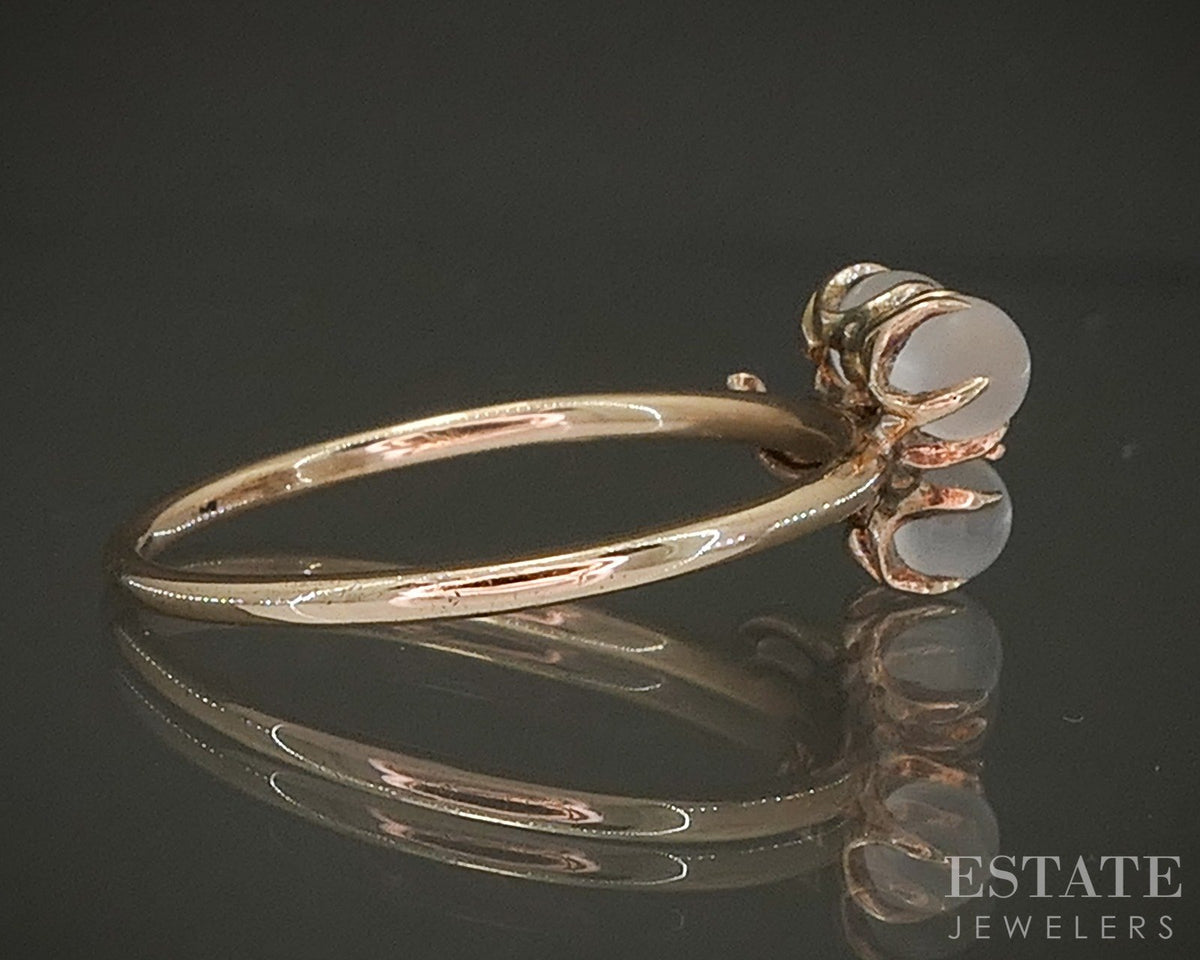 Antique Victorian 14k Yellow Gold Natural Moonstone Clover Ring 1.3g p27810