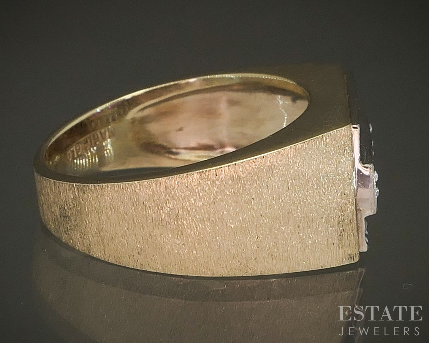 Vintage 14k Yellow Gold Natural Ruby & Diamond Mens Band Ring 7.2g p27490