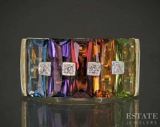 18k Yellow Gold Bellarri Natural Multi Gem & Diamond Ladies Ring 10g p27479