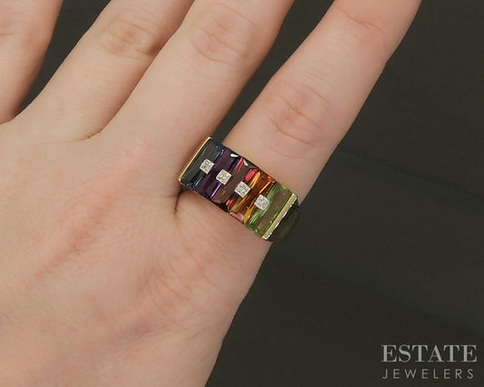 18k Yellow Gold Bellarri Natural Multi Gem & Diamond Ladies Ring 10g p27479