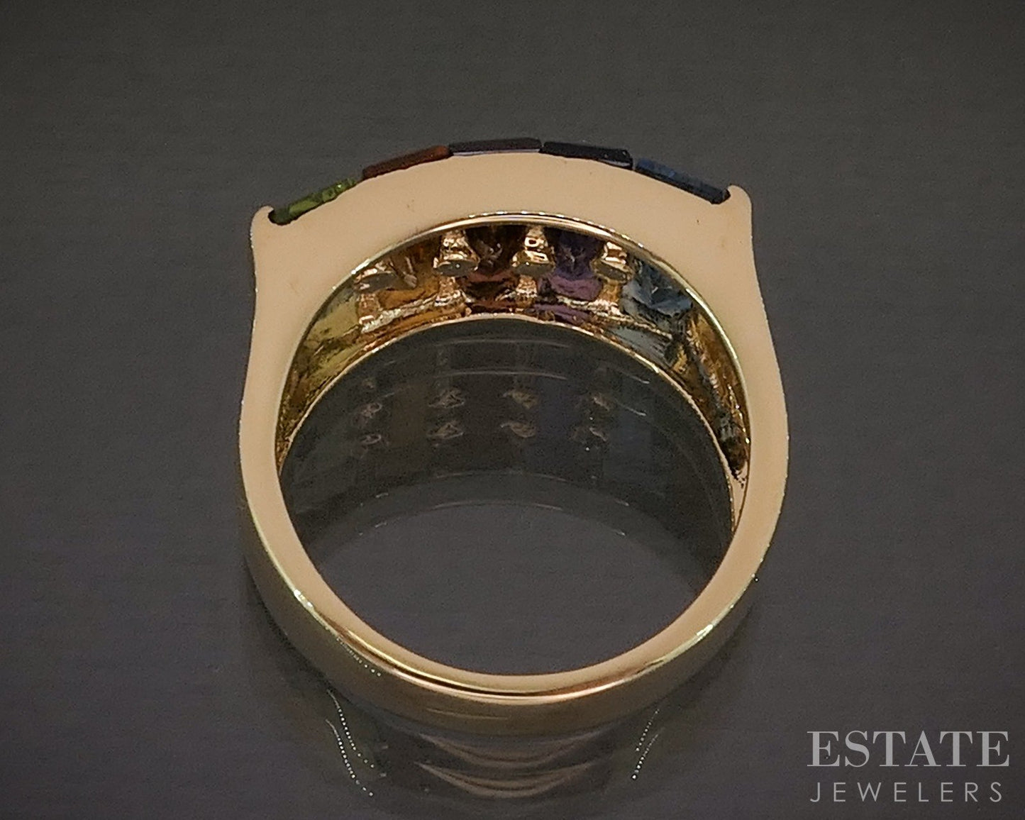 18k Yellow Gold Bellarri Natural Multi Gem & Diamond Ladies Ring 10g p27479