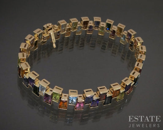 14k Yellow Gold Bellarri Natural Multi Gem Ladies Bracelet 28g 7.25"L p27565