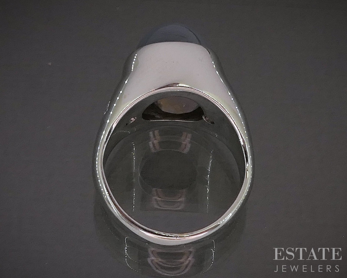 14k White Gold Natural 15ct Blue Star Sapphire & Diamond Ring 20.9g p27501