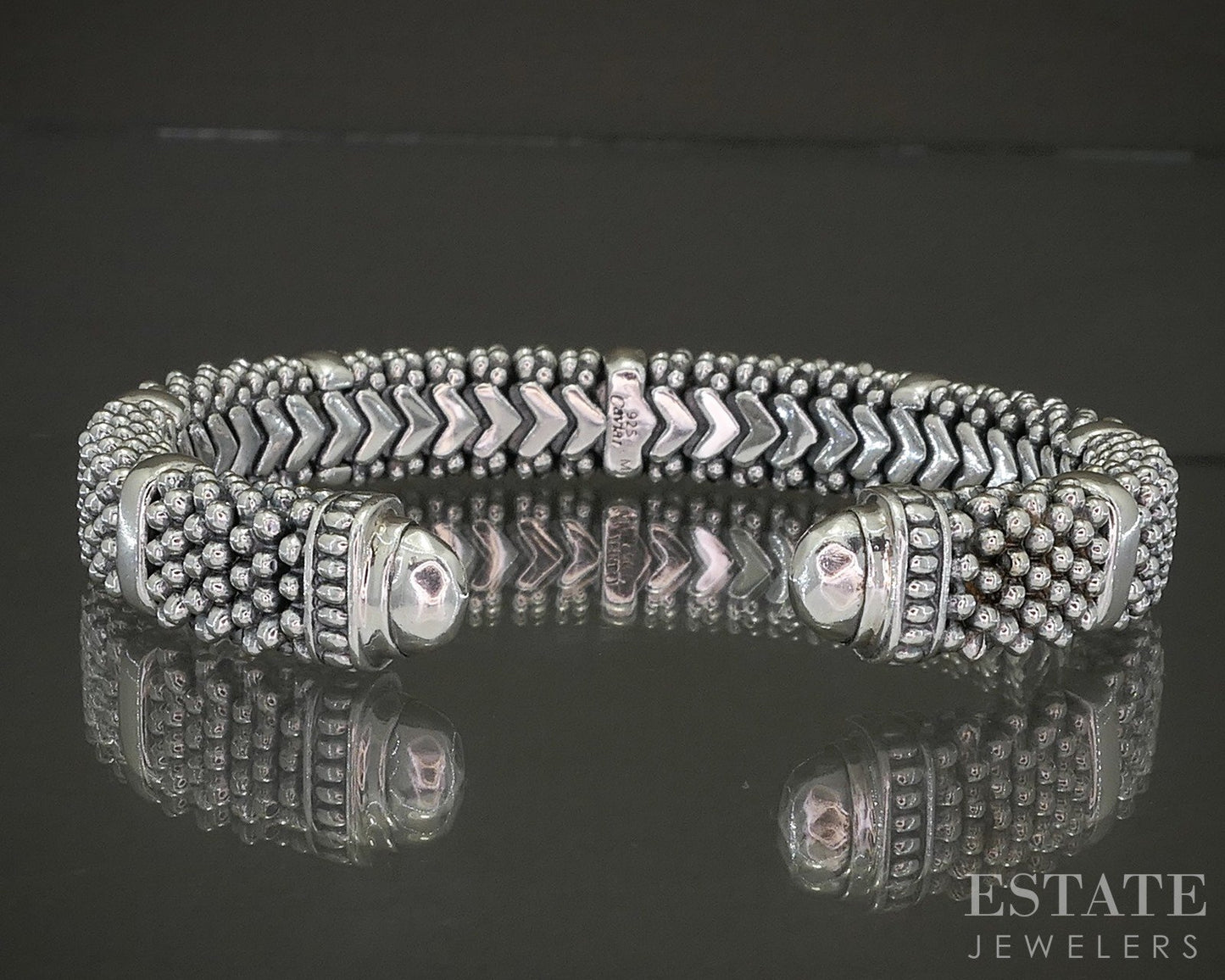 Sterling LAGOS Caviar 9mm Station Ladies Cuff Bracelet 44g p27696