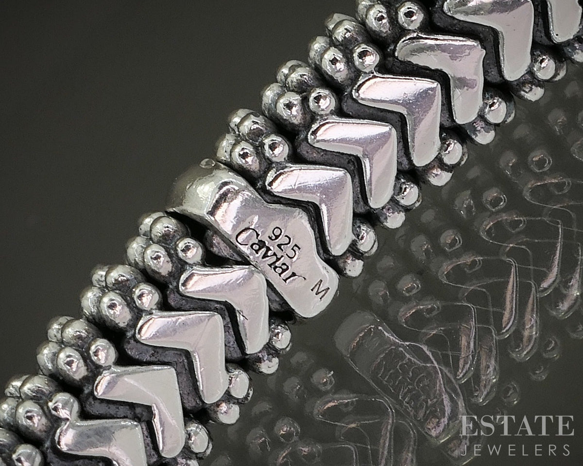 Sterling LAGOS Caviar 9mm Station Ladies Cuff Bracelet 44g p27696