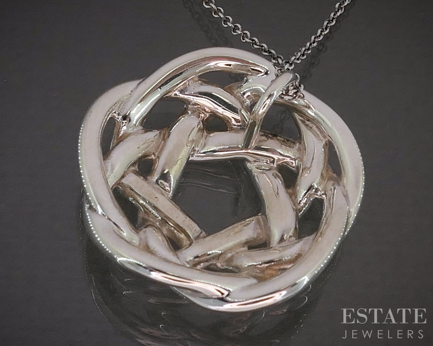 Sterling Silver Tiffany & Co. Celtic Love Knot Necklace 9.6g 16"L p26973
