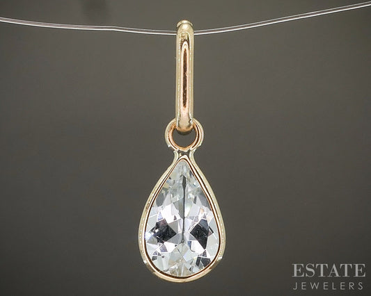 14k Yellow Gold Natural Aquamarine Birthstone March Teardrop Pendant p29496