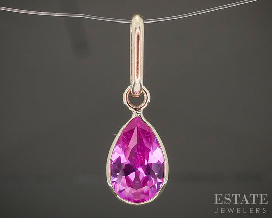 14k Yellow Gold Pink Sapphire Birthstone October Teardrop Pendant p29498