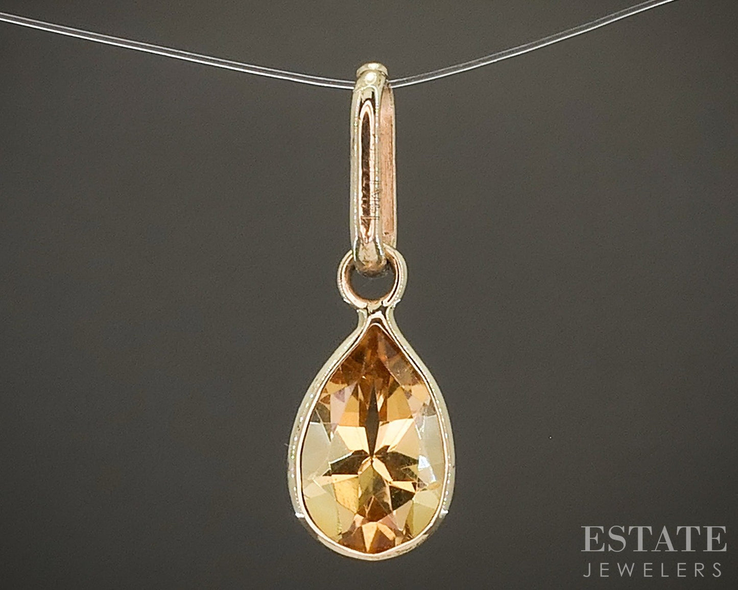 14k Yellow Gold Natural Citrine Birthstone November Teardrop Pendant p29500
