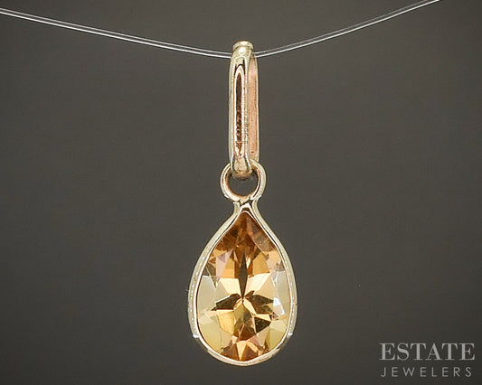 14k Yellow Gold Natural Citrine Birthstone November Teardrop Pendant p29500