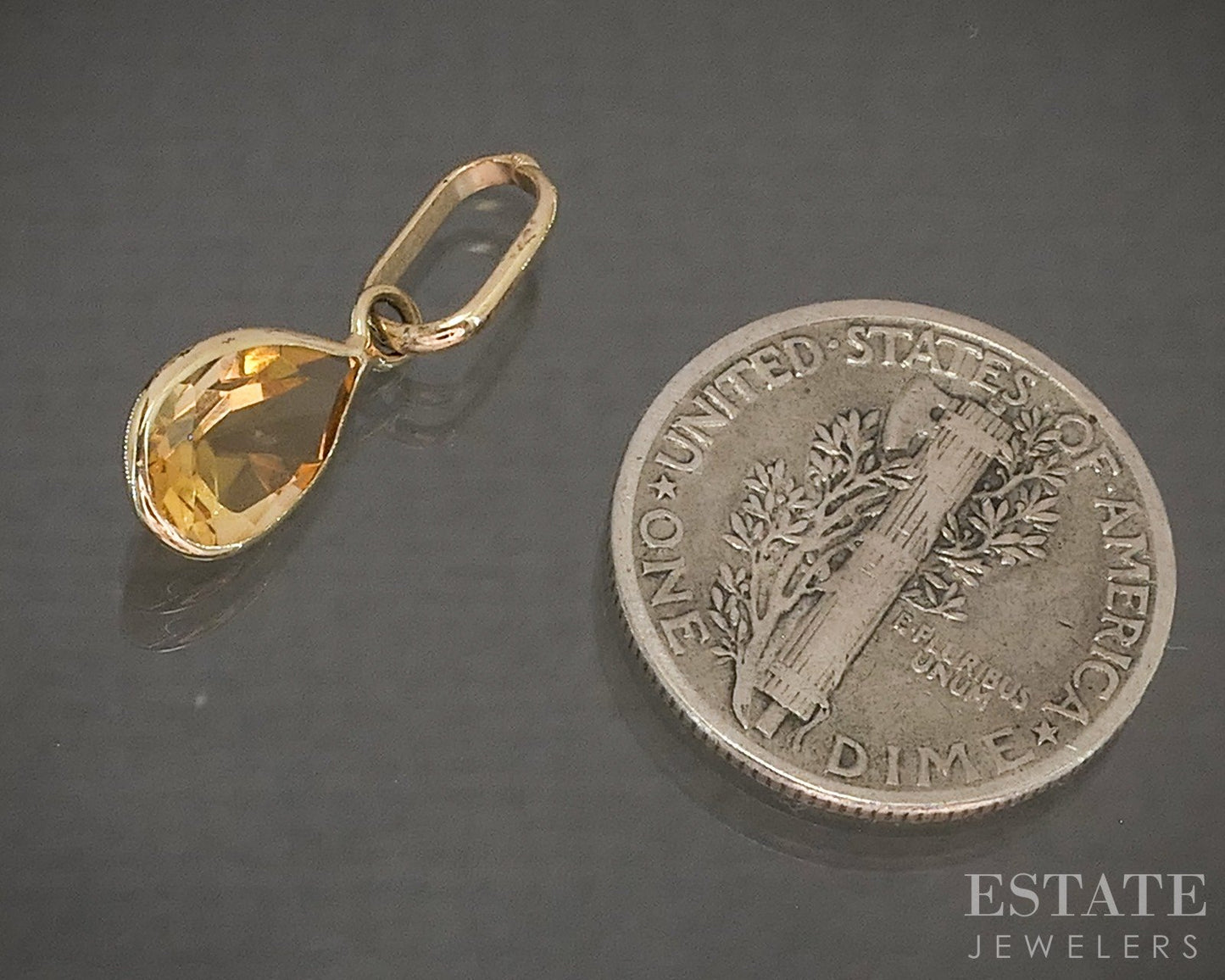 14k Yellow Gold Natural Citrine Birthstone November Teardrop Pendant p29500