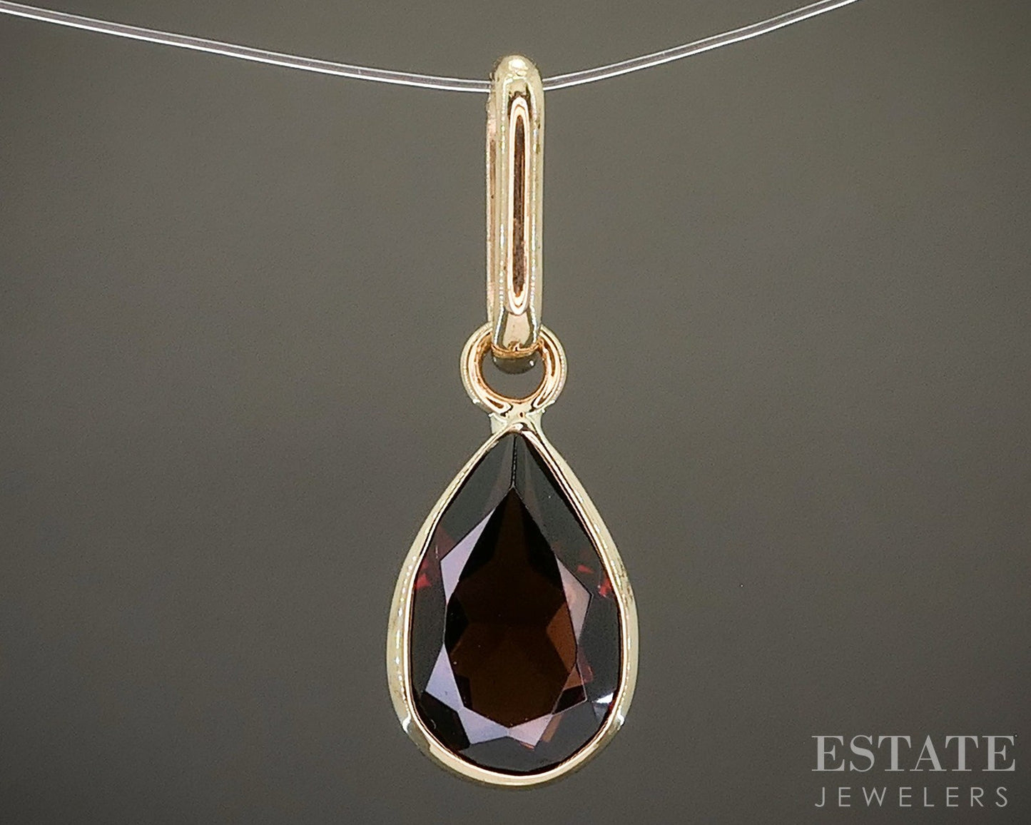 14k Yellow Gold Natural Garnet Birthstone January Teardrop Pendant p29502