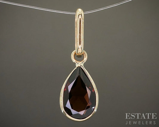 14k Yellow Gold Natural Garnet Birthstone January Teardrop Pendant p29502