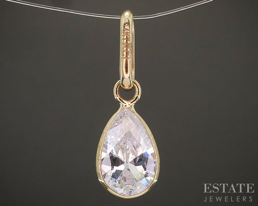 14k Yellow Gold White CZ Birthstone April Teardrop Pendant p29504