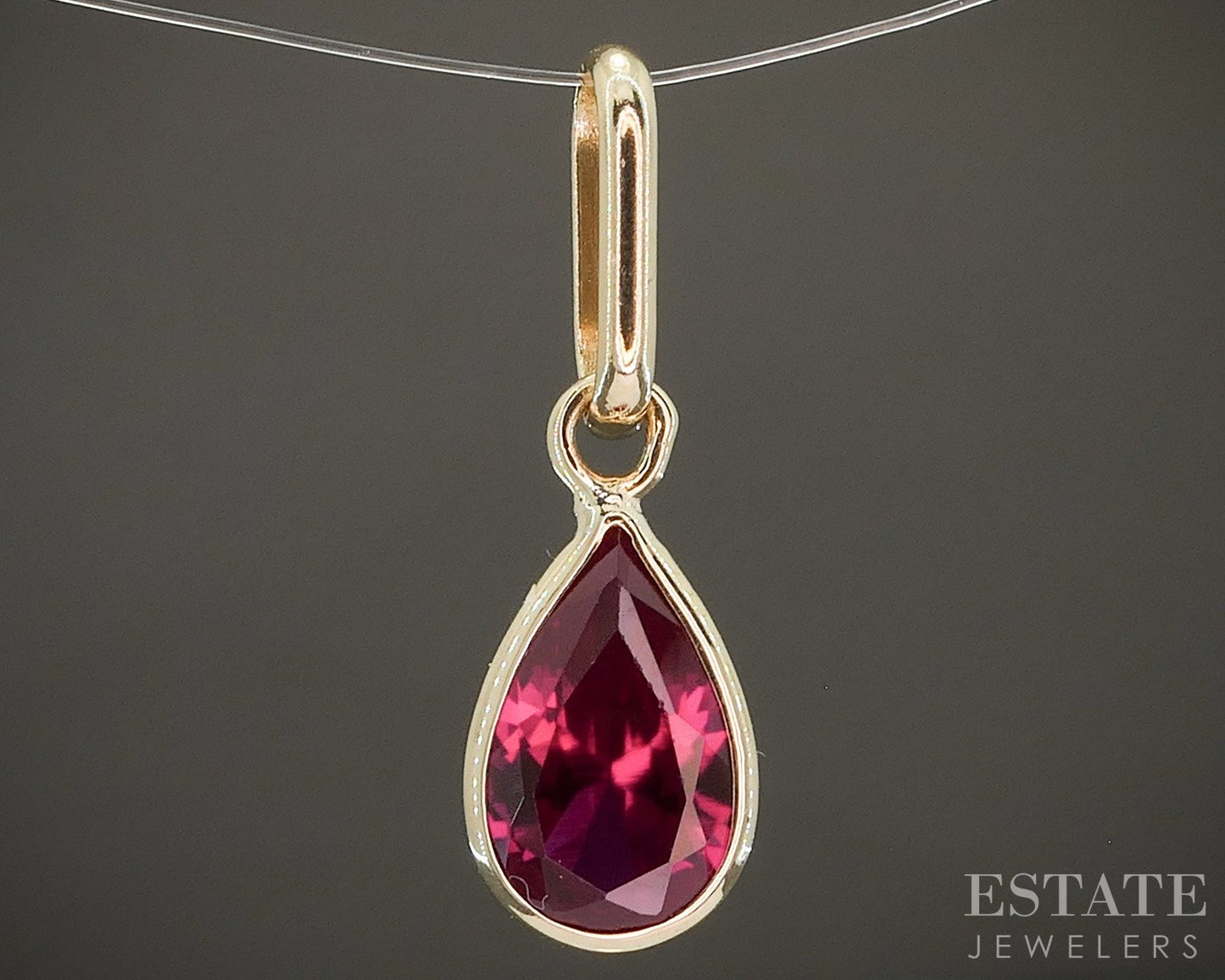 14k Yellow Gold Ruby Birthstone July Teardrop Pendant p29505