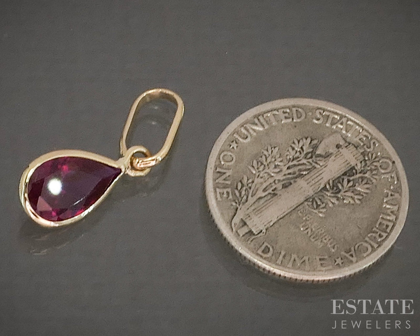 14k Yellow Gold Ruby Birthstone July Teardrop Pendant p29505