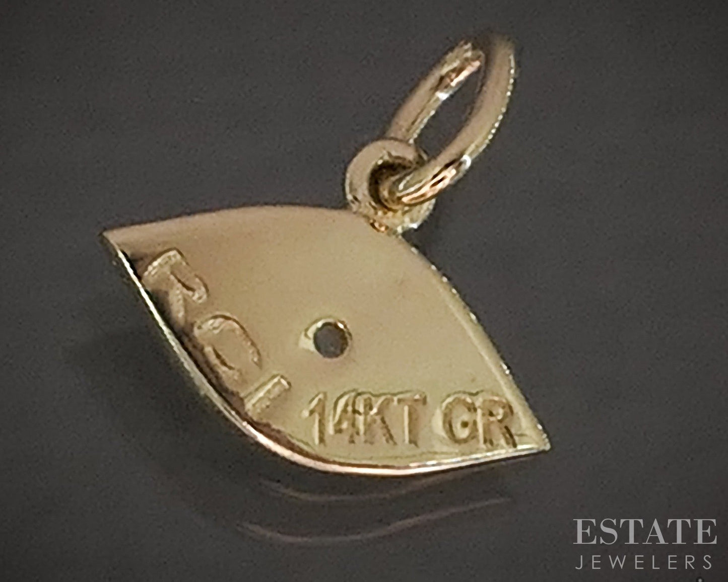 14k Yellow Gold CZ Blue Enameled Evil Eye Charm p29513