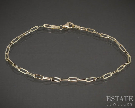14k Yellow Gold 2.2mm Paperclip Chain Link Ladies Bracelet 1.1g 7"L p29568