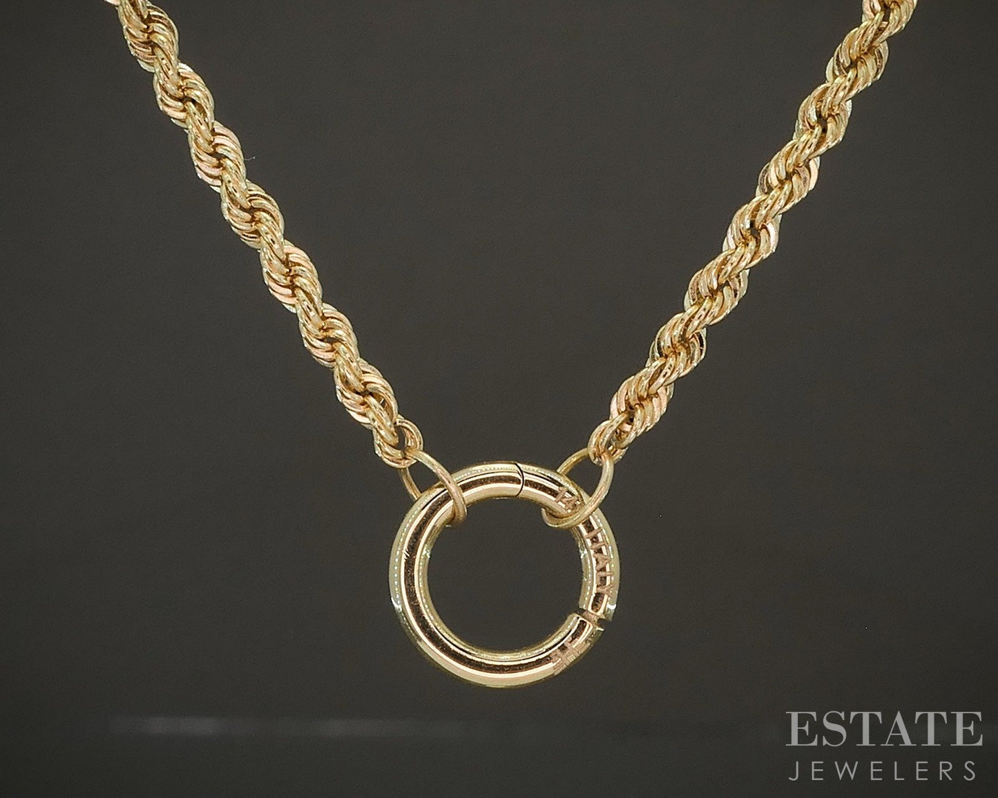 14k Yellow Gold 2mm Rope Chain Charm Holder Ladies Necklace 3.1g 18"L p29565