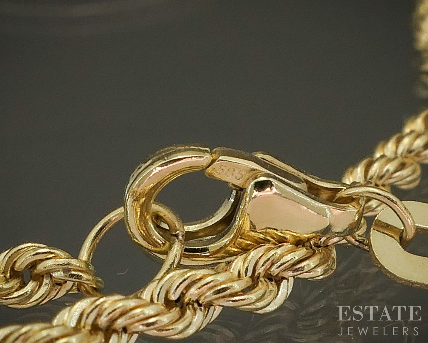 14k Yellow Gold 2mm Rope Chain Charm Holder Ladies Necklace 3.1g 18"L p29565