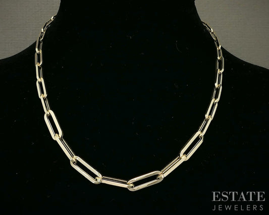 14k Yellow Gold 6.5mm Paperclip Chain Link Ladies Necklace 8.2g 18"L p29566