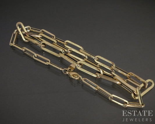 14k Yellow Gold 6.5mm Paperclip Chain Link Ladies Necklace 8.2g 18"L p29566
