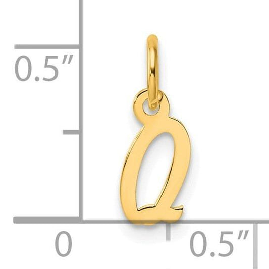 10k Yellow Gold Script Initial "Q" Charm p29486