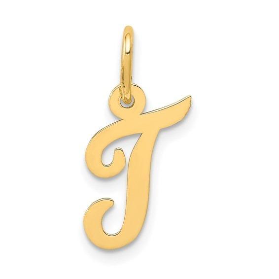 10k Yellow Gold Script Initial "T" Charm p29489