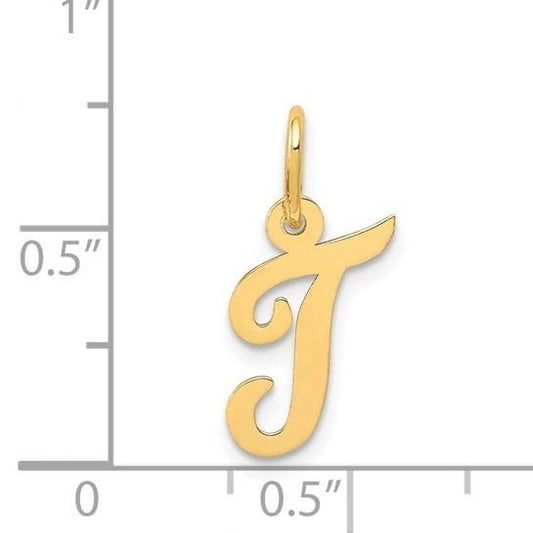 10k Yellow Gold Script Initial "T" Charm p29489