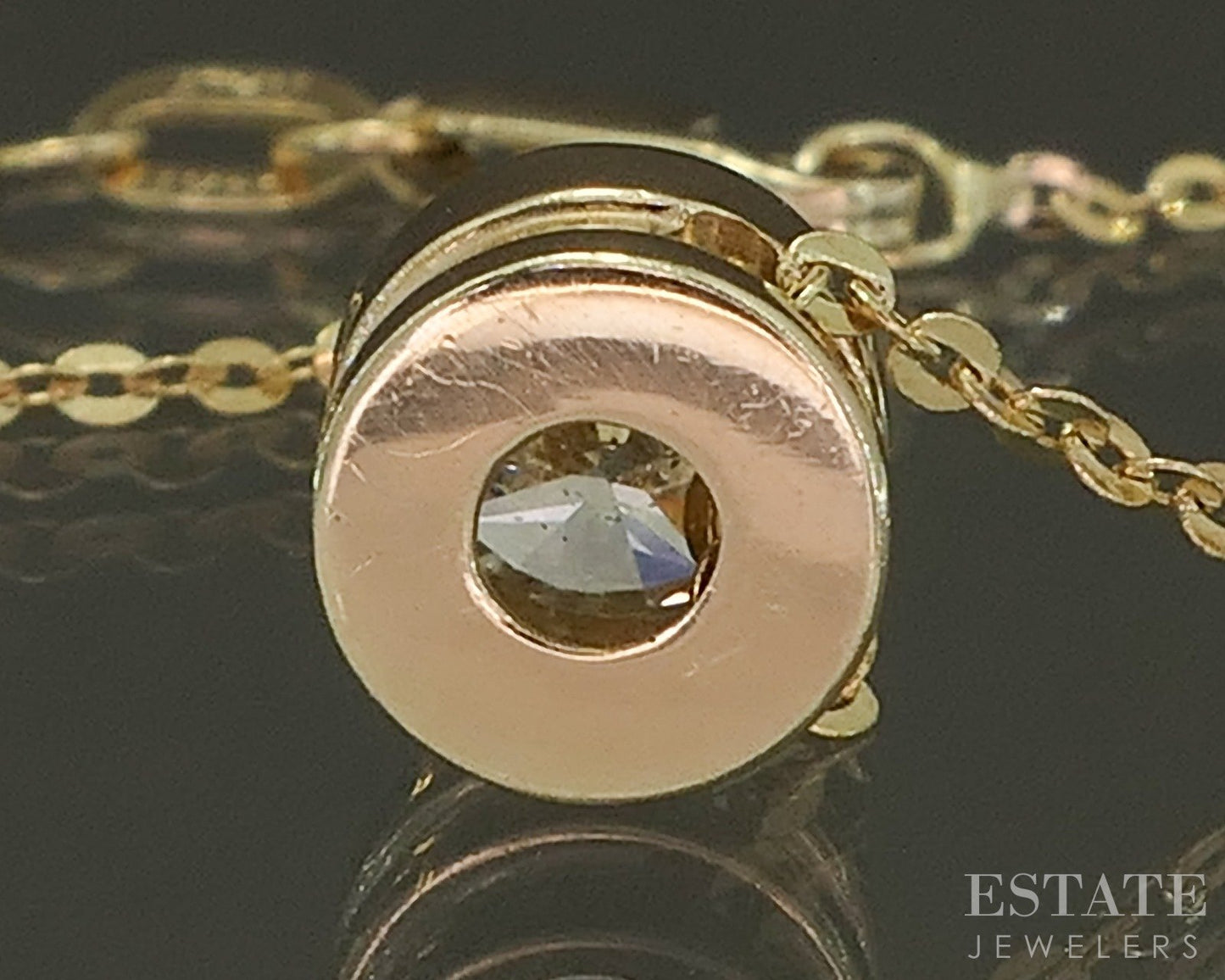 14k Yellow Gold Round Natural .50ct Diamond Solitaire Necklace 20"L p26681b