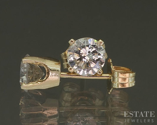 14k Yellow Gold Round Natural .80ctw Diamond Stud Earrings p26745b