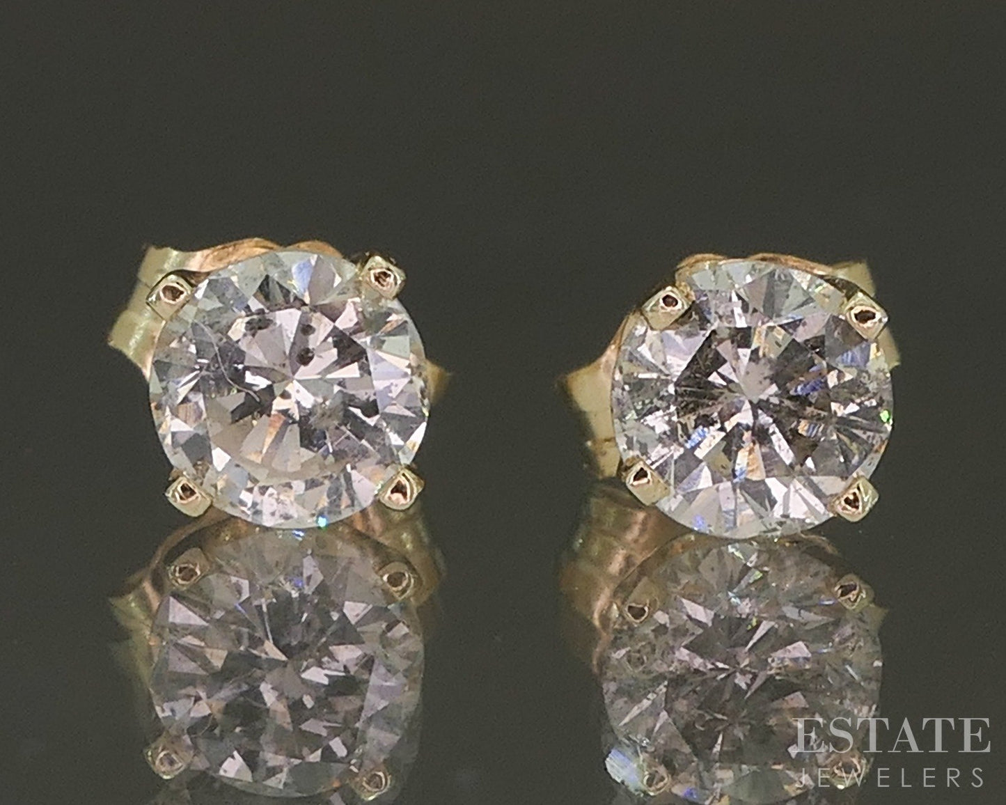 14k Yellow Gold Round Natural .80ctw Diamond Stud Earrings p26745b