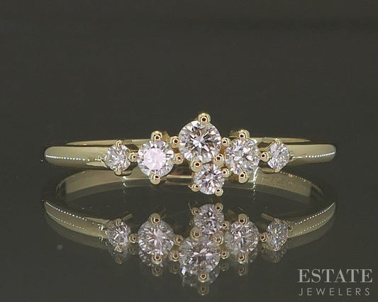 14k Yellow Gold Natural .14ctw Diamond Scattered Ladies Band Ring 1.5g p26324b
