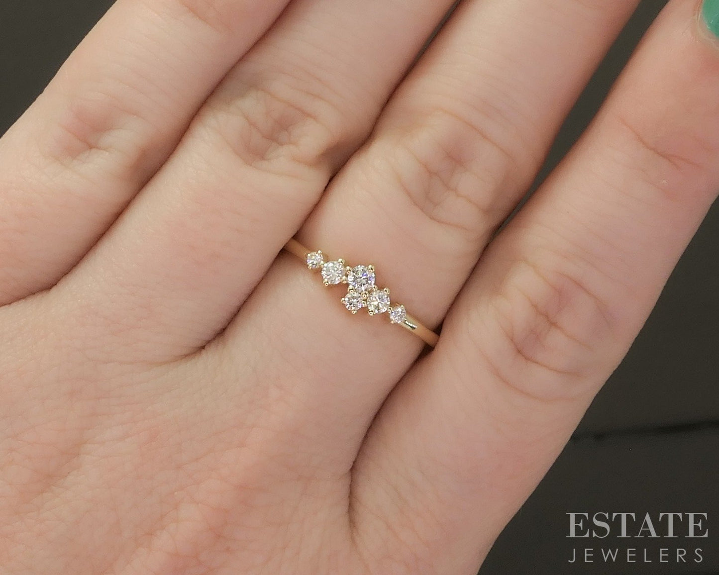 14k Yellow Gold Natural .14ctw Diamond Scattered Ladies Band Ring 1.5g p26324b
