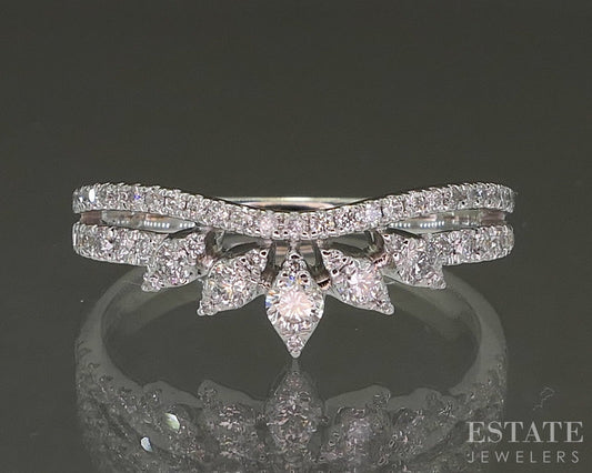 14k White Gold Natural .25ctw Diamond Ladies Tiara Wedding Band 2.9g p27130b