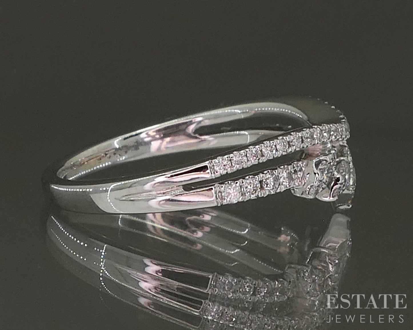 14k White Gold Natural .25ctw Diamond Ladies Tiara Wedding Band 2.9g p27130b