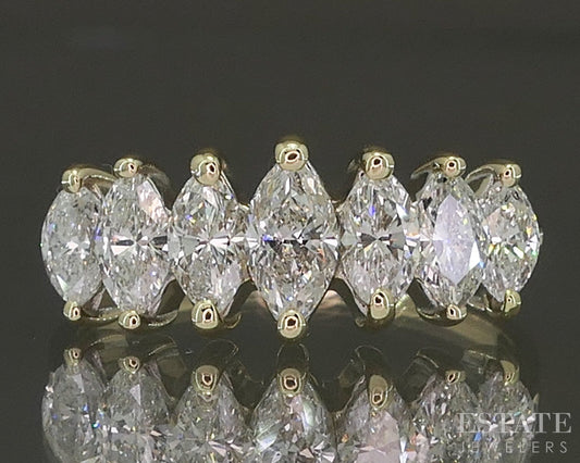14k Yellow Gold Marquise Natural 1ctw Diamond Ladies Band Ring 3.8g p25914b