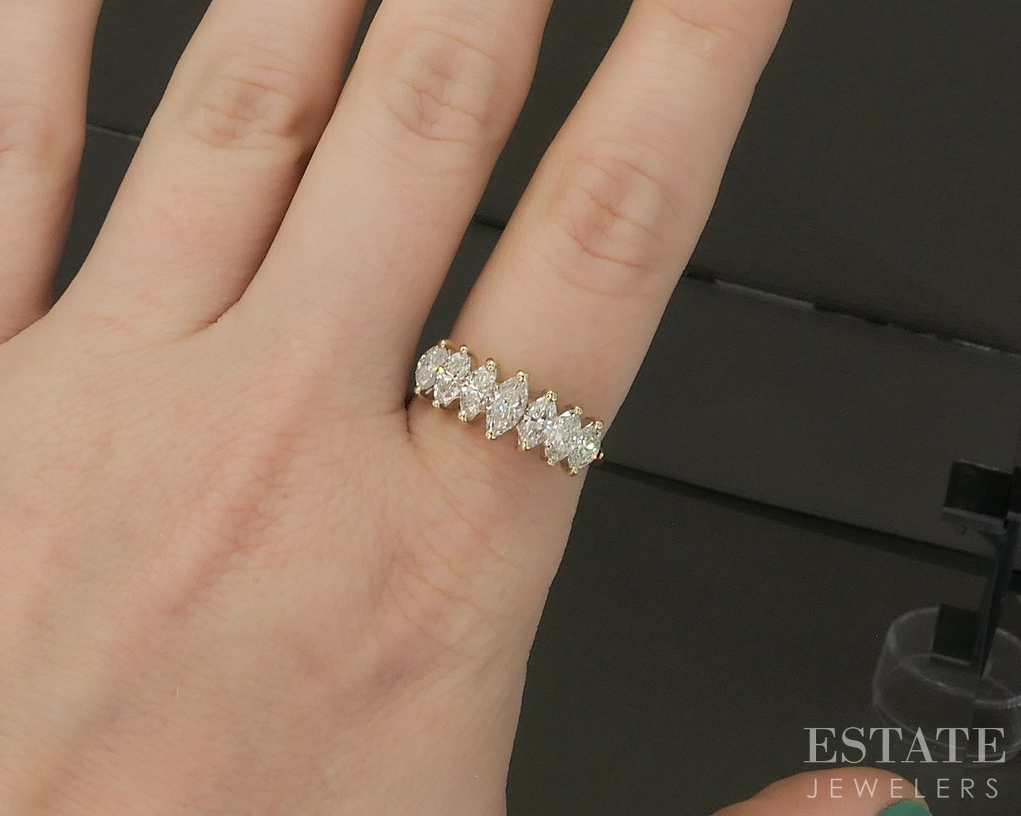 14k Yellow Gold Marquise Natural 1ctw Diamond Ladies Band Ring 3.8g p25914b